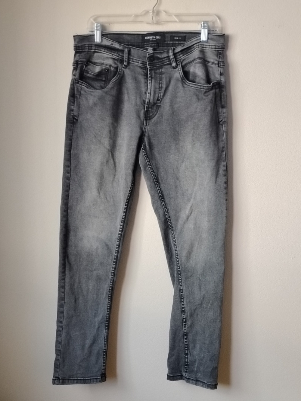 Kenneth Cole New York Men's Size 32 Slim Washed Gray Jeans